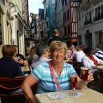 Sue having a class of cherry beer in Rouen