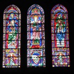 The stained glass at the cathedaral in Chartres
